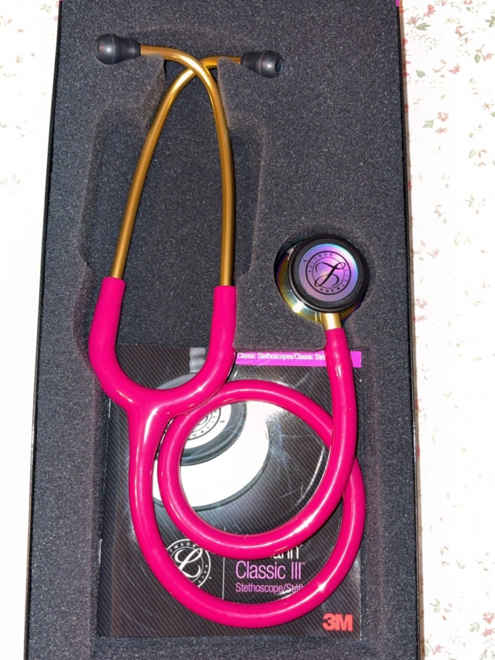 3M Littmann Classic III Stethoscope - Pink with Gold Chestpiece